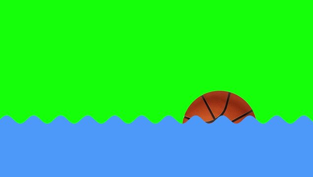 Red, Green, Black Basketball and Ball and Screen and Water on Green Screen Background Horizontal 16-9