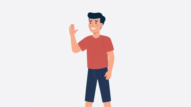 Cartoon Person Raising Hand for Happy High Five Gesture
