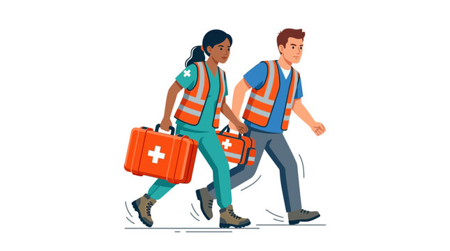 First responders rushing to provide emergency medical assistance.