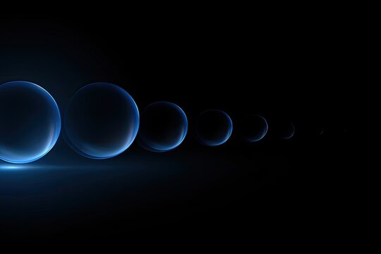Glowing blue orbs recede into a dark abyss