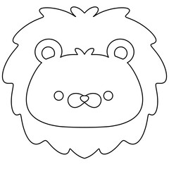 Cute cartoon lion face with simple, friendly outline