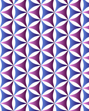 Geometric purple and blue triangle pattern, seamless abstract mosaic background, repeating symmetrical floral shape texture for textile design