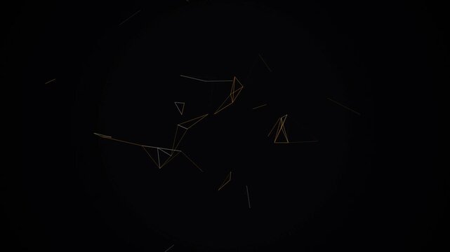 Minimalist digital plexus visualization with glowing golden nodes on black background