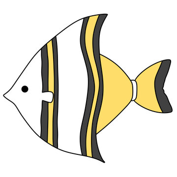 Cartoon fish swims gracefully sideways