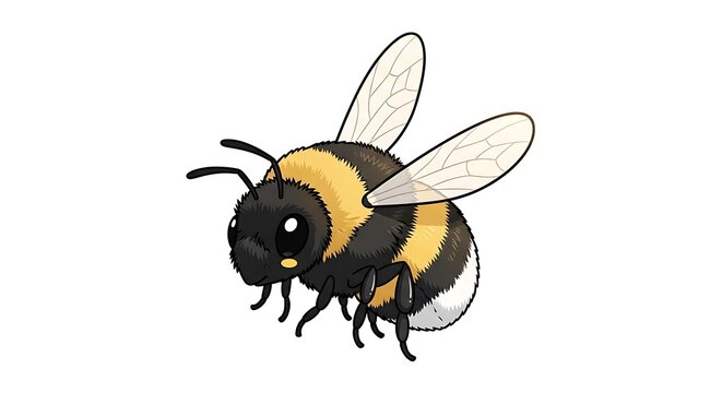 Cute bumblebee illustration on white background