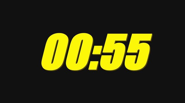 60 Second Workout Countdown Timer, Heavy Bold Yellow 1 Minute Fitness Clock on Dark Background 4K
