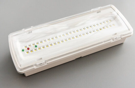 White Rectangular LED Emergency Light with Indicator Lights