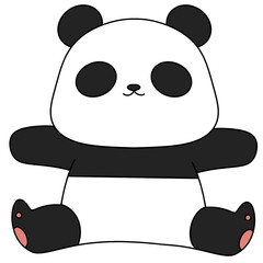 Cute panda sits calmly, smiling gently © iJstock