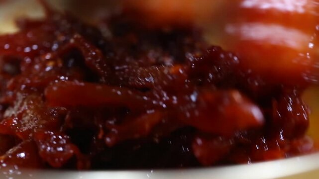 Korea gochujang gulbi spicy red chili paste seasoned dried yellow croaker fish shredded dried croaker banchan side dish 한국 고추장굴비 조기 고추장 양념 찢은 굴비 무침 밑반찬 생선 한식 수산물 식재료