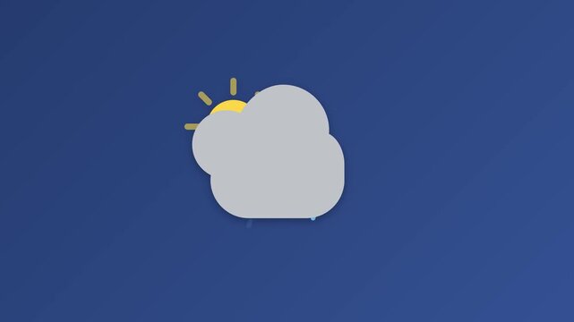 Gray cloud with small yellow sun rays, minimal weather symbol