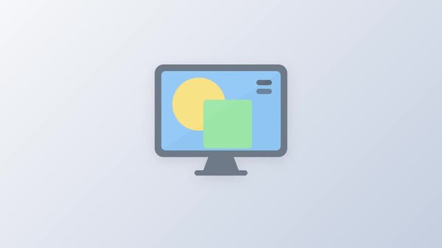 Computer monitor with green screen and yellow file