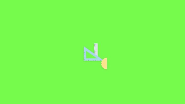 Geometry Tools Animation with Ruler, Set Square and Protractor for Measurement, Mathematics, Technical Drawing and Education