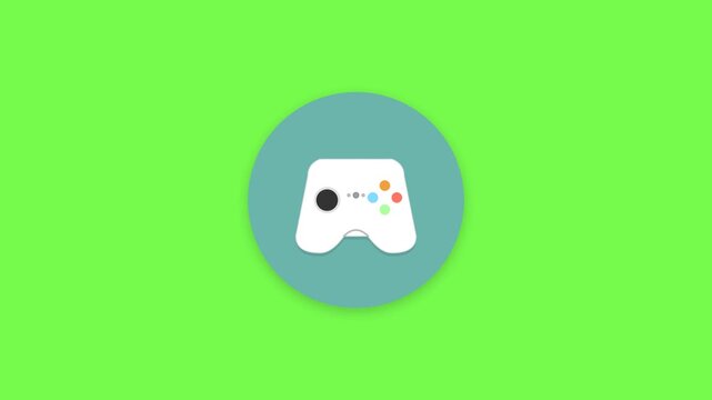 Video game controller with colored buttons on a simple flat