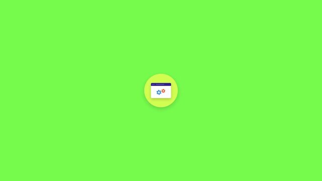 Settings Gear Animation on Web Browser Interface for Configuration, System Management, Software Preferences and Digital Technology