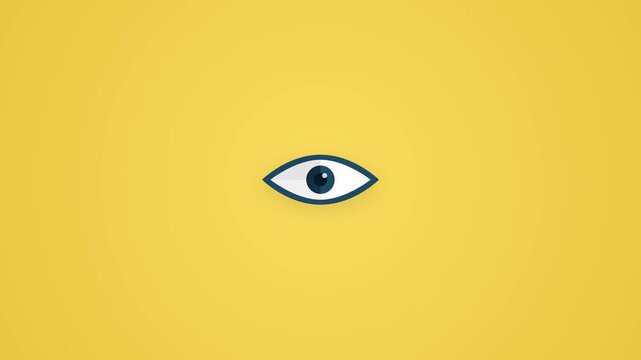 Single blue and white eye symbol on a yellow field
