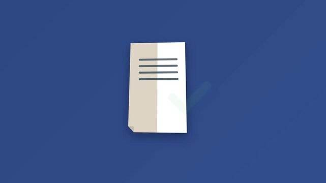White sheet of paper with horizontal lines and a small diagram on a blue surface