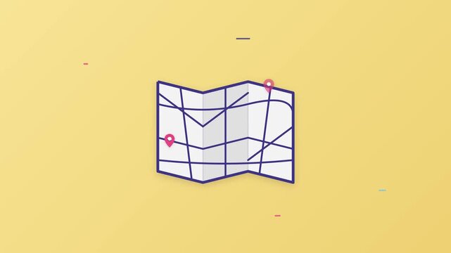 Open folded map with blue grid lines and small direction markers