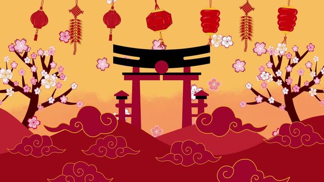 Chinese New Year Animated Background lunar new year  chinese festival stage motion graphics asia. Celebration video