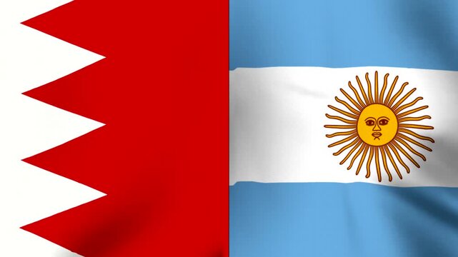 National flags of bahrain and argentina combined with a soft fabric texture wavy effect