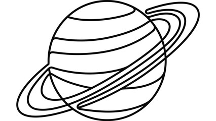 Black and white line drawing of Saturn with rings. © Elvfact22