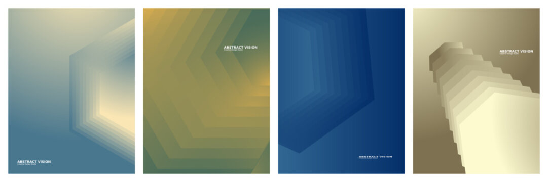 Modern Abstract Geometric Background Set with Layered Shapes