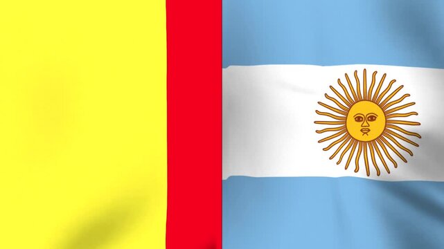 National flags of Chad and Argentina waving side by side in a conceptual alliance