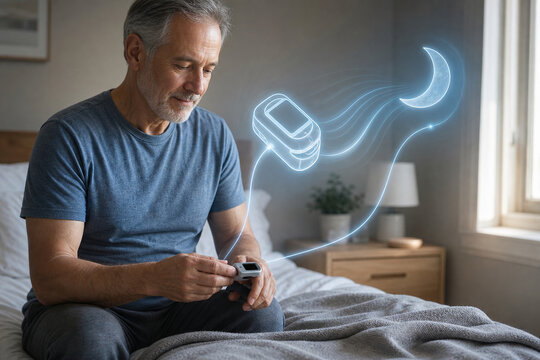 Older adult using home sleep sensor