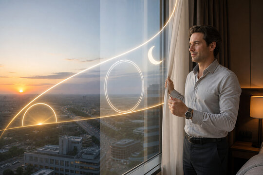 Business traveler resetting body clock