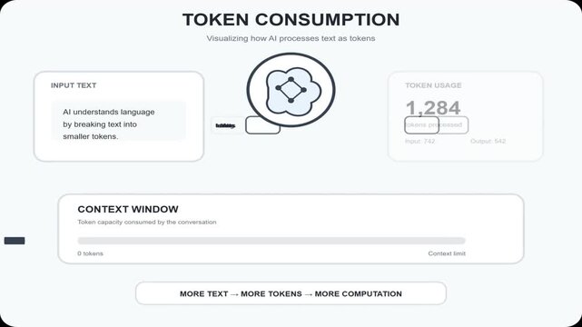 AI Token Consumption and Context Window Infographic