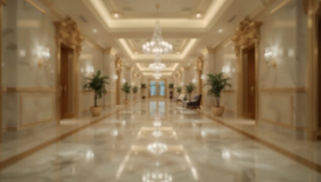 Generative AI depicts an opulent hotel corridor with luxurious decor