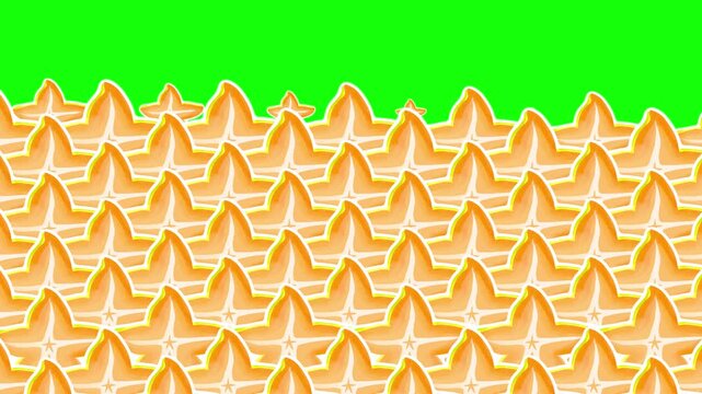 4K motion graphics transition animation of star fruit on chroma key green screen background.