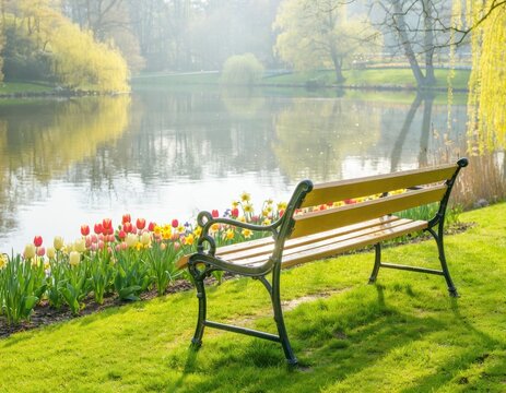 bench by lake