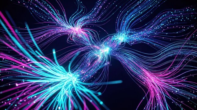 Future technology background with big data flow and artificial intelligence visualization.