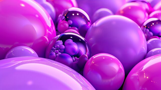 Abstract composition of colorful plush balls and pastel pom poms with vibrant textures
