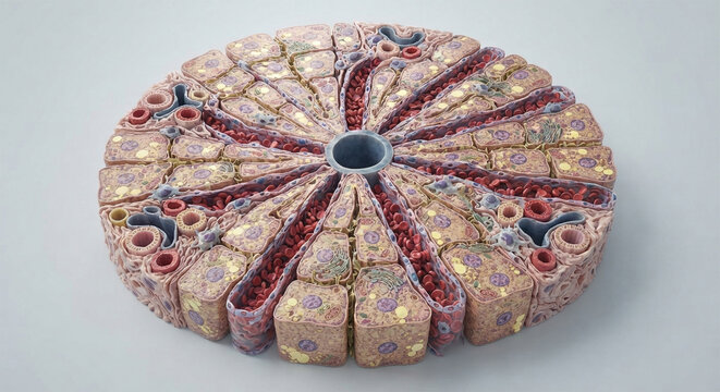 Human Liver Lobule Showing Hepatocytes, Sinusoids and Bile Flow