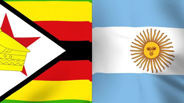 National flags of Zimbabwe and Argentina combined as a patriotic conceptual backdrop