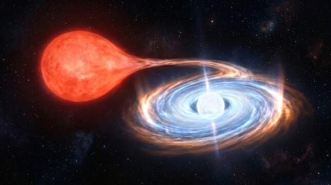Binary Star System With a Stream of Gas Feeding a Bright Accretion Disc