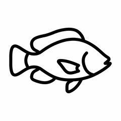 Naklejka premium Tilapia fish outline vector icon in minimalist line art style