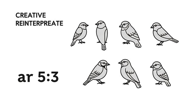 Sparrow bird line art icons set on white background