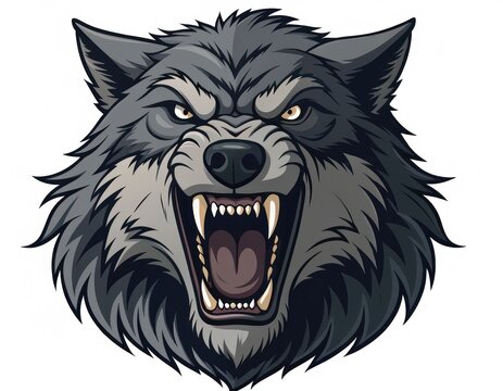 Angry wolf head