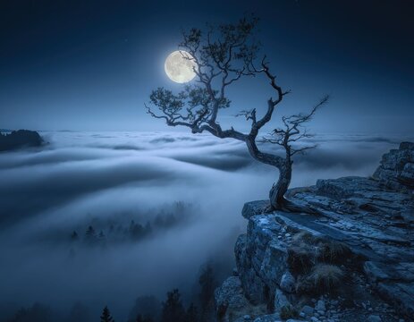 lonely tree moon