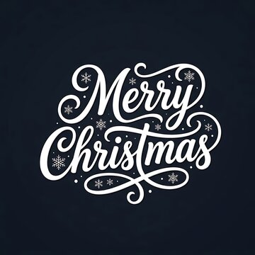 Merry christmas lettering typography design with snowflakes on dark background, Merry Christmas, Merry Christmas 2027, Christmas background, Christmas