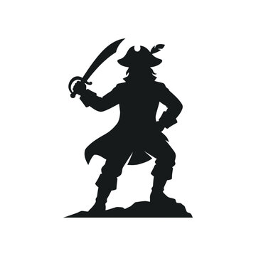 Classic pirate silhouette holding a cutlass sword.