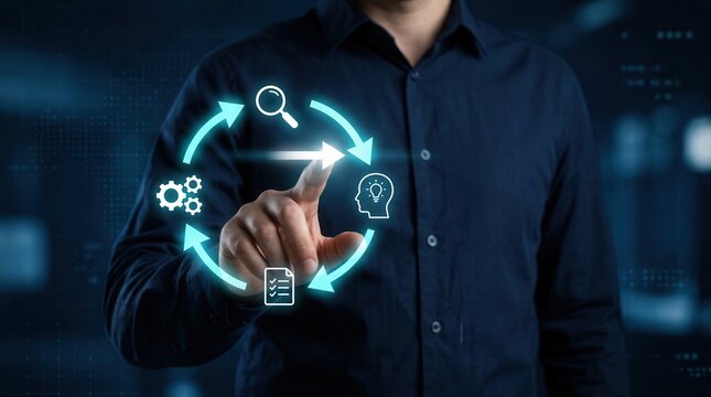 Concept of situational awareness and adaptive strategies featuring a digital feedback loop and engineer.