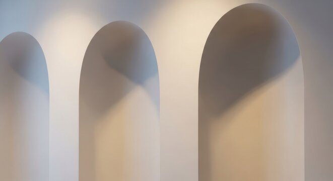 Architectural archway with soft light and shadow play background for design