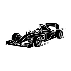 Fototapeta premium Formula 1 race car silhouette perspective.