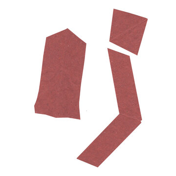 Abstract Red Paper Cutout Shapes Isolated on a Plain White Background for Graphic Design Collages