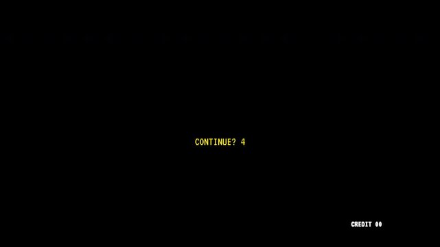 Retro Arcade 8 Bit Game Over Screen Continue Countdown Overlay.