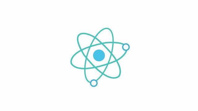 Animated Atom Orbiting Electrons Line Art Vector Icon Motion Graphic