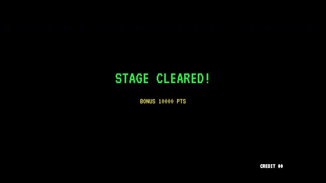 Retro Arcade 8 Bit Stage Cleared Victory Banner Overlay.